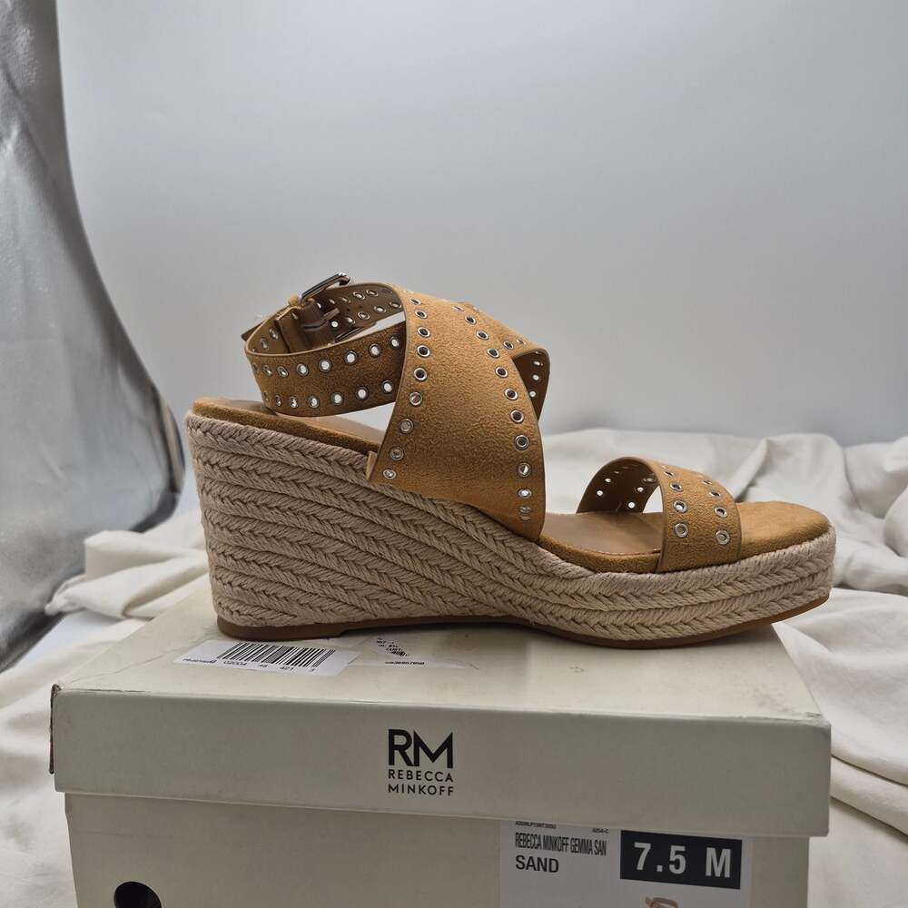 NEW RM Rebecca Minkoff Gemma Wedge Espadrille Sandal Sand women's Size 7.5
